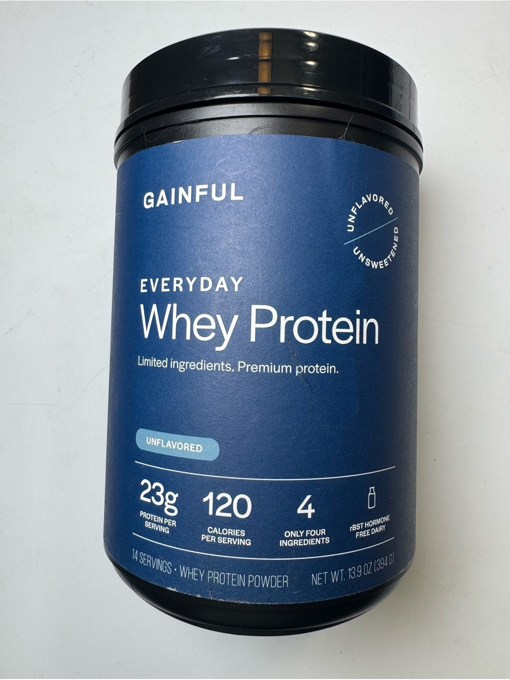 Gainful Everyday Whey Protein Powder Unflavored 23g Protein 14 Servings 13.9 oz